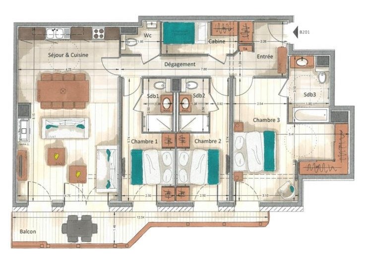 Annapurna-B201-plan-location-appartement-chalet-Les-Gets